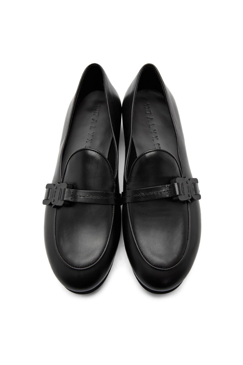 1017 ALYX 9SM Black Leather St. Marks-Buckle Loafers Slip On  display picture 3