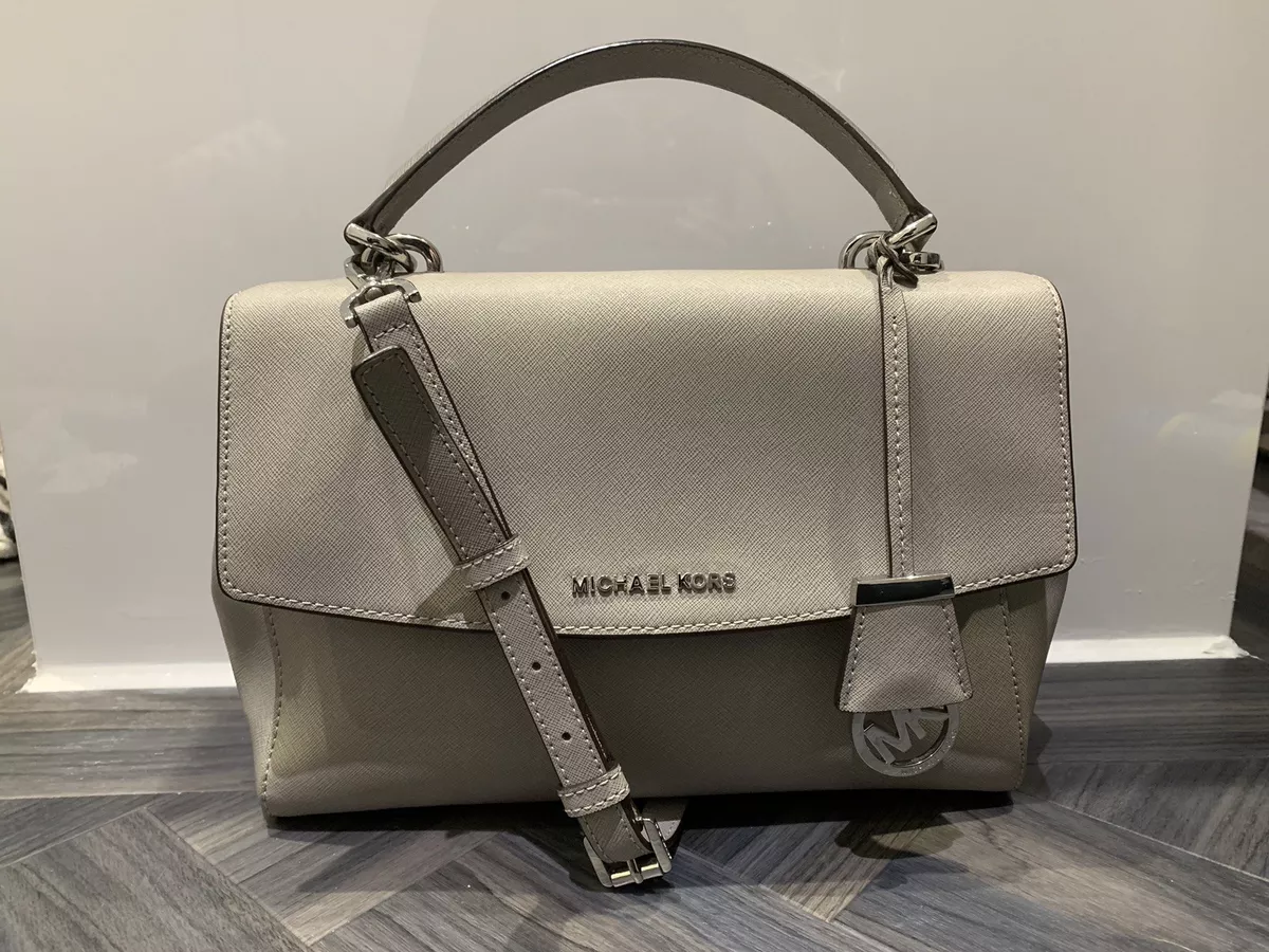 MICHAEL KORS Ava Saffiano Leather Pearl Grey
