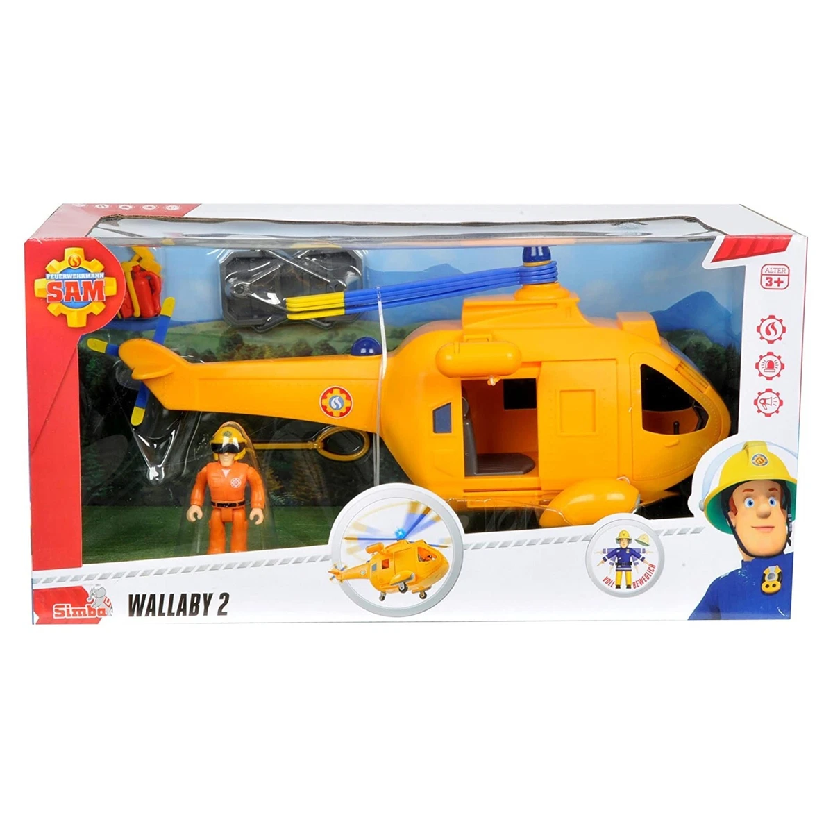 Jeu Jouet Sam Il Pompier Hélicoptère Secours Wallaby 2 pour Enfants