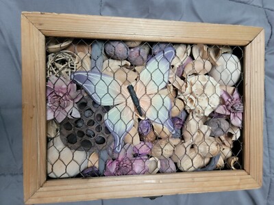 Vintage Aromatique  Potpourri In A Wooden Box Fror Desk Or To Hang Decor