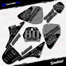 Black & Gray Smokin Graphics Kit fits Yamaha PW80 Decal Sticker PW 80 All Years