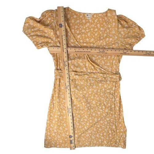 Billabong Hot Tropics Wrap Dress Floral Print Short Sleeve Khaki Women Size XL - Picture 10 of 10