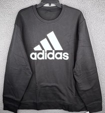 Image of NEW Adidas Golf Fleece Sweatshirt Mens XL Crew Neck Black White Logo Big Logo
