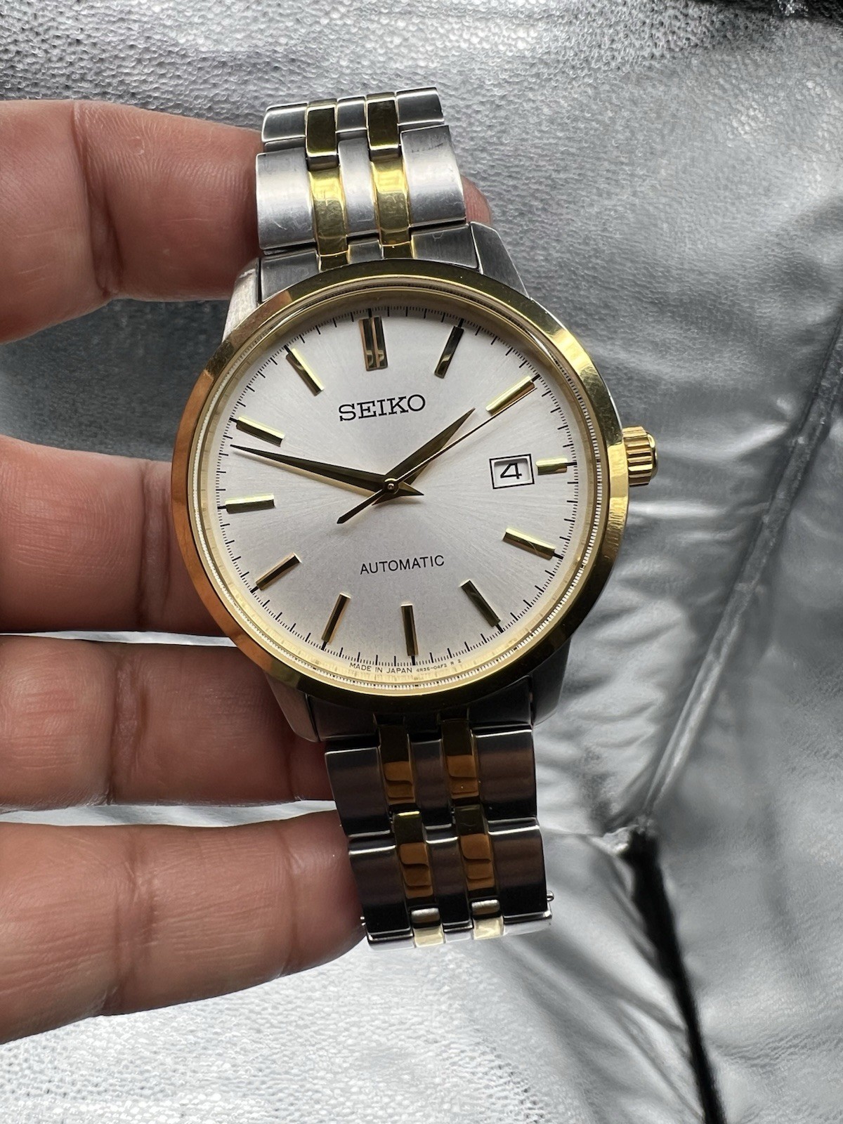 Seiko Mens Essentials Automatic White Sunray Dial… - image 2