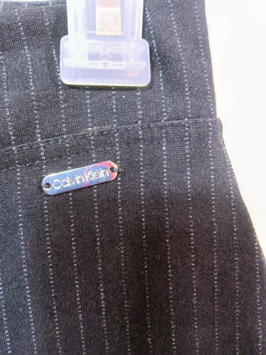 CALVIN KLEIN Womens Black With White Pinstripe Stretchy Pull On Pants Medium - Picture 4 of 9