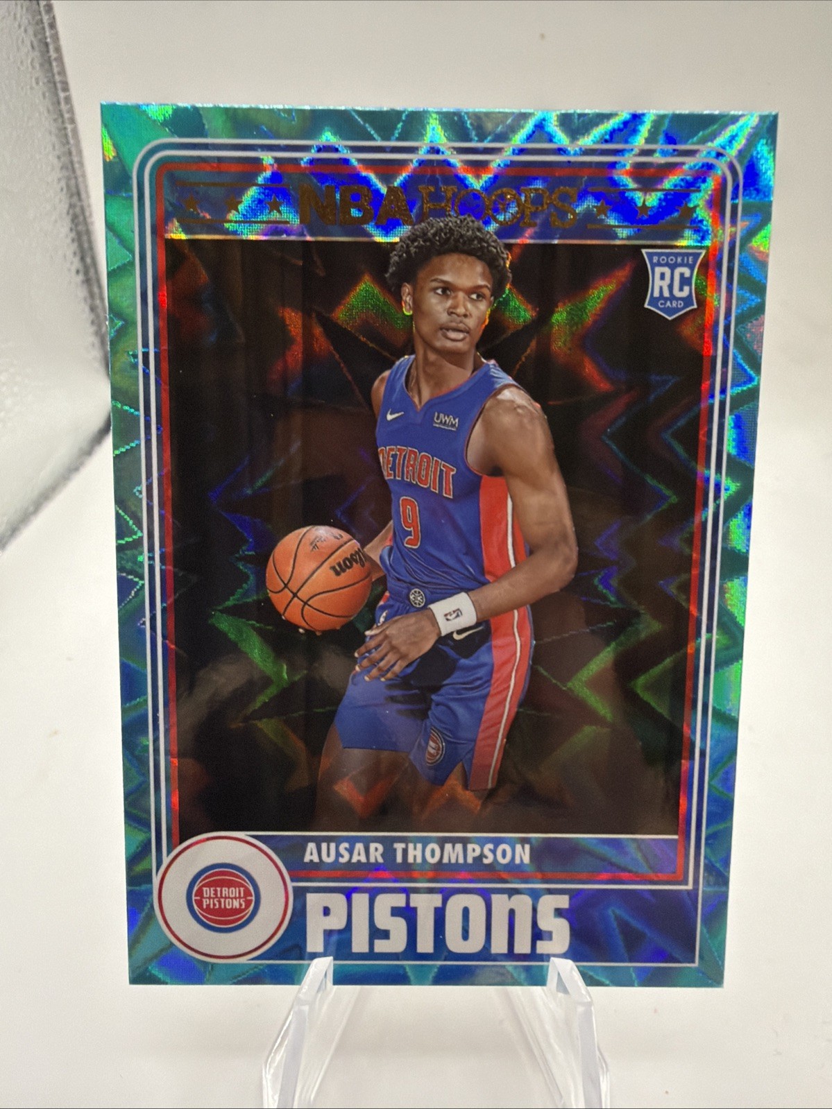2023-24 NBA Hoops Ausar Thompson Rookie RC Teal Explosion #293 Pistons