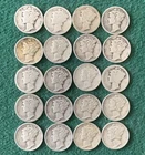(20) 1916-1945 Mercury Dimes, 90% Silver, 10 Cent Coin Lot
