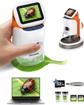 Tragbares Handmikroskop für Kinder mit Bildschirm: 100-1000x Pocket 4K 32GB Karte