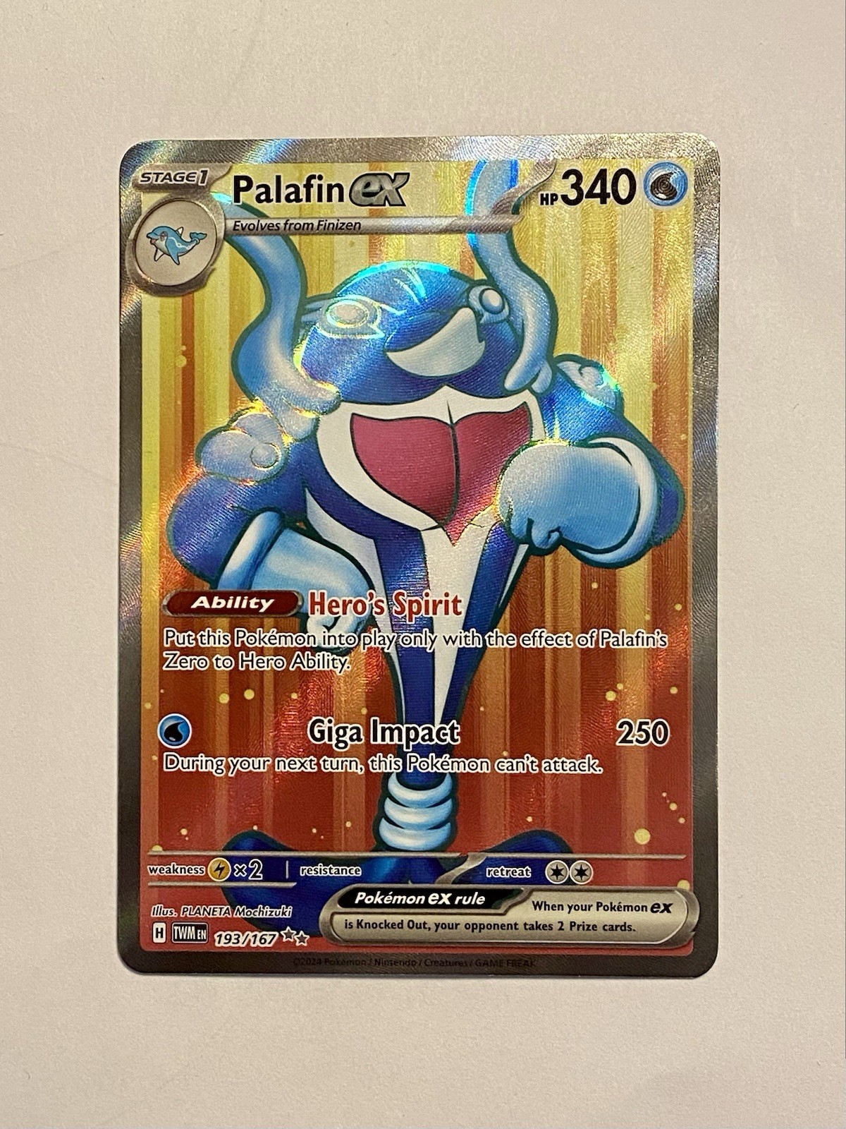 Palafin ex 193/167 Twilight Masquerade (TWM) NM Full Art Pokemon Card