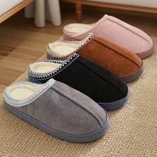 WOMENS LADIES WARM FAUX FUR SNUGG SLIP ON IN OUT DOOR SLIPPERS SHOES SIZE