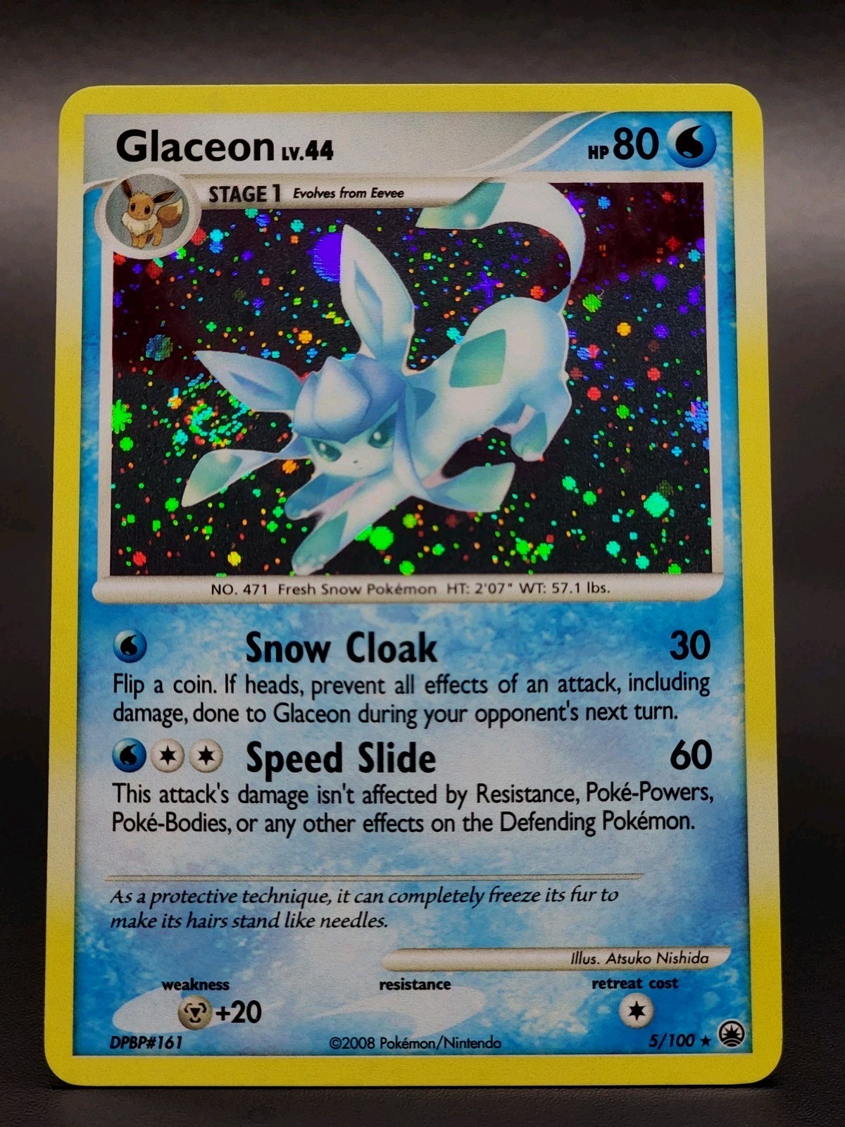 Pokémon TCG Glaceon LV.44 Holo Rare Card Majestic Dawn 5/100