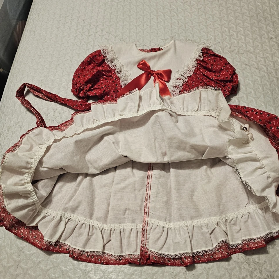 Vintage MARTHA’S MINIATURES We’re Fussy Vestido Círculo Completo 6X Vestido de Natal Vermelho - Imagem 4 de 4