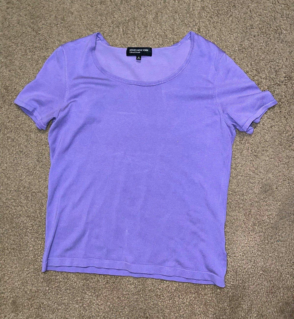 Jones New York Women’s M Purple Solid Knit Scoop Neck Short Sleeve T-Shirt