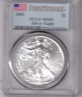 2003 American Silver Eagle PCGS MS69 First Strike Flag Label