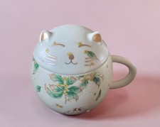 Hand Painted Ceramic Sleeping Cat Mug With Lid (Brand New) 