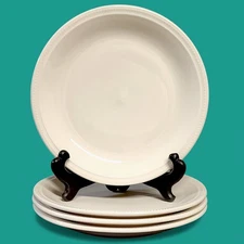 4pc Eaton Fine Dining Casa White Coupe Salad Plates Embossed Dot Edge