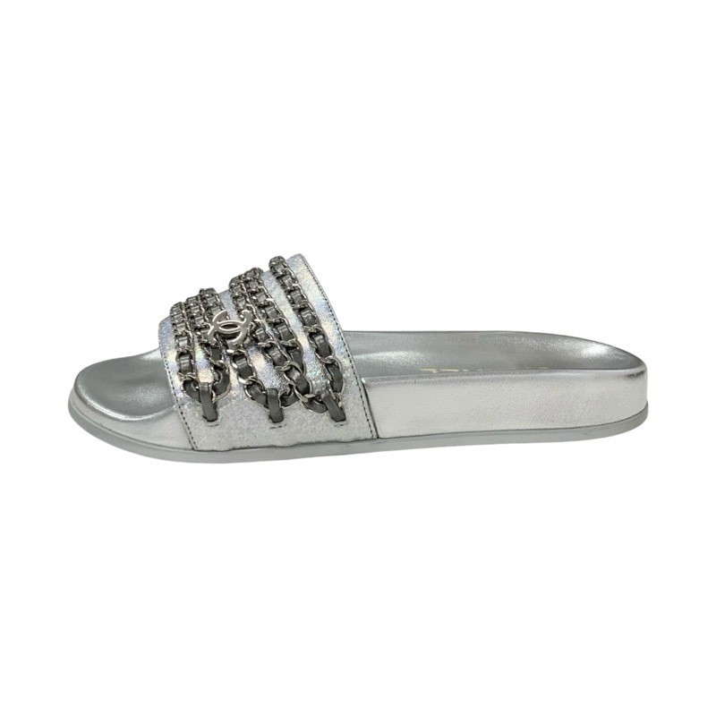 CHANEL leather sandals, size 35, US5, silver, for women thumbnail 21