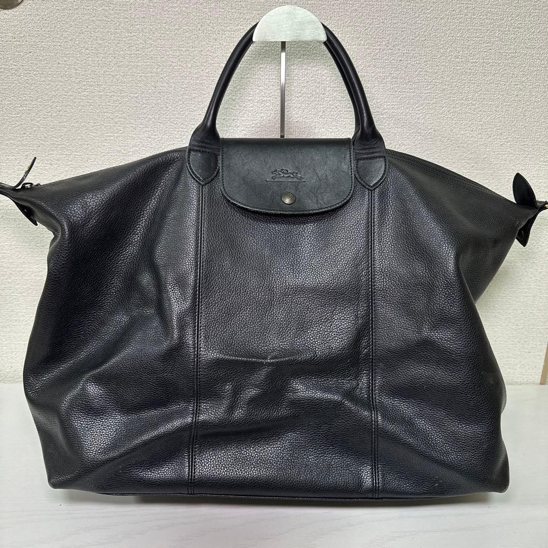 Longchamp Le Pliage Cuir Leather Tote Black A4 Size Ready to Use Genuine