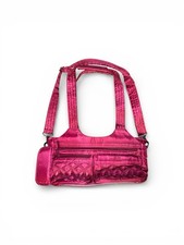 LUG Rosewood Red Quilted Multi Pocket Travel Diaper Bag Purse Tote