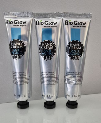 3 x60ml Bio Glow Handcreme Q10 Vitamin B3, Vitamin F, Argan und Sojaöl