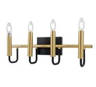 Rita 4-Light Bathroom Vanity – Black & Gold – Modern Glam Wall Light - New