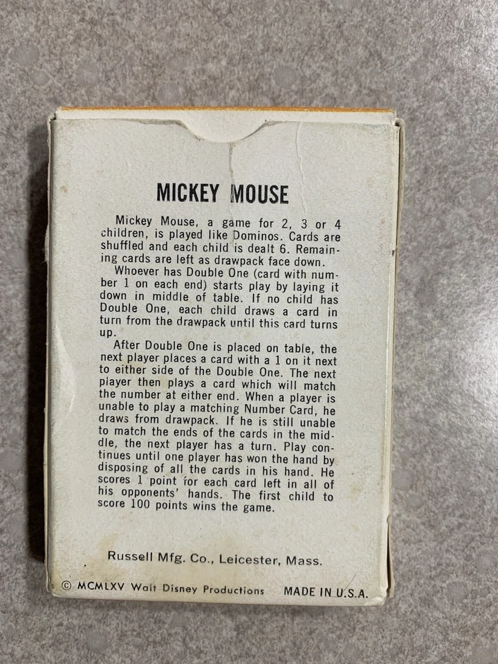 Russell Juegos de Cartas MICKEY MOUSE Completo Con Caja De Colección 1965 Foto 3 de 4