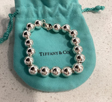Tiffany  Co. Beaded Bracelet 925 Sterling Silver 7.5" w/box and Pouch