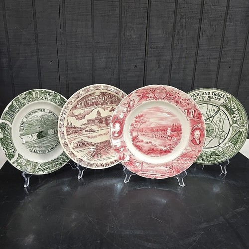 (4) VTG Souvenir State Plates Collectible Oregon Kansas Kentucky Overland Trails