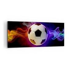 Quadro su Tela 100x40cm Astratto palla fiamma calcio Stampe Immagini Murale