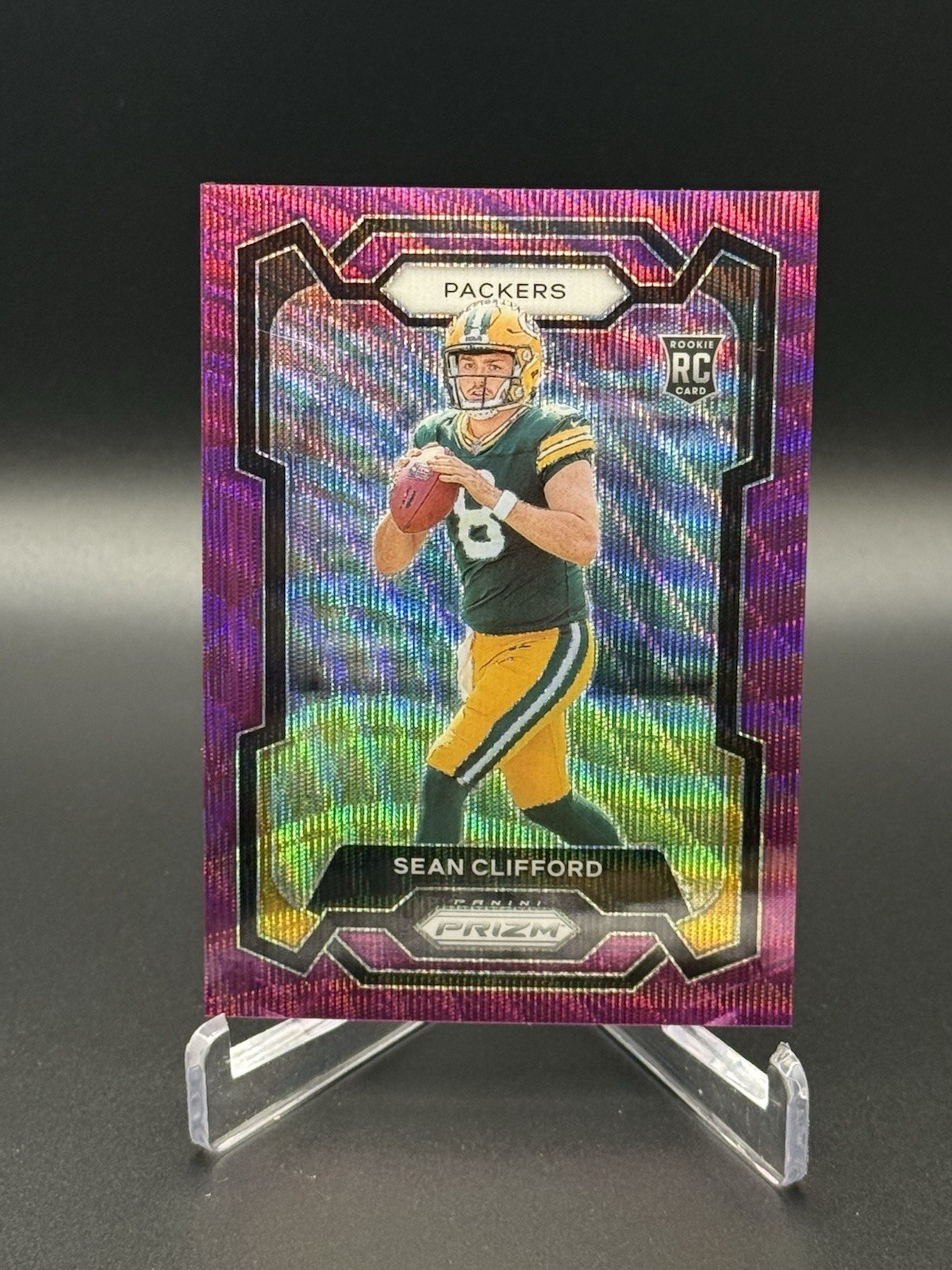 Sean Clifford 2023 Prizm #338 Purple Wave /99 RC Green Bay Packers