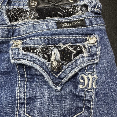 Vintage Miss Me Girls Jeans Bootcut Modelo Size 7 Rhinestone Embroidered Y2K - Picture 16 of 16