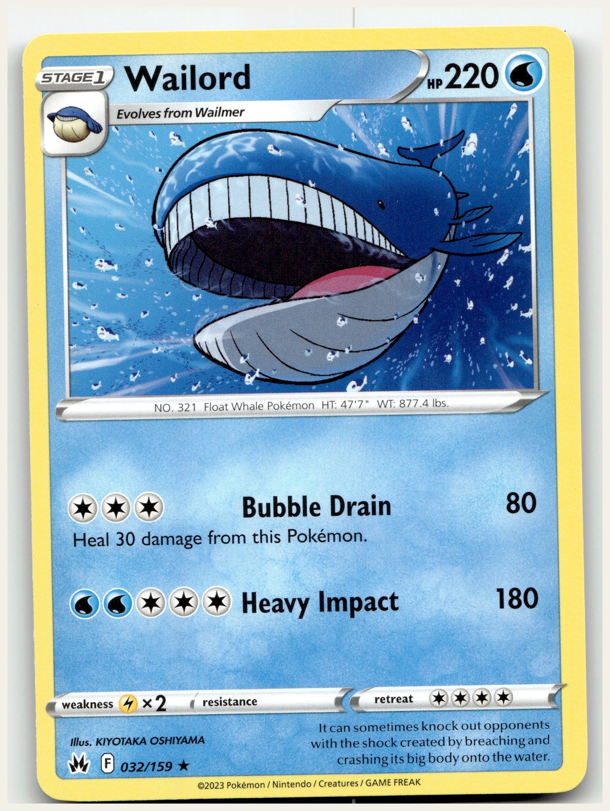 Pokemon Wailord 32/159 Crown Zenith EN Non-Holo NM