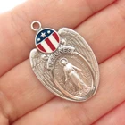 925 Sterling Silver Antique WWII Enamel US Marines St. Mary Medal Charm Pendant