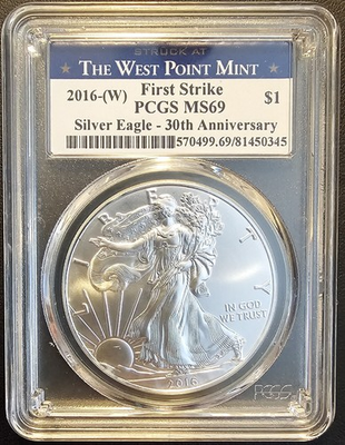 #ad 2016 W American Silver $1 Eagle PCGS MS 69 West Point Label $145.00