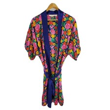 Vintage Victoria's Secret Womens Gold Label Robe Floral Silky Satin One Size