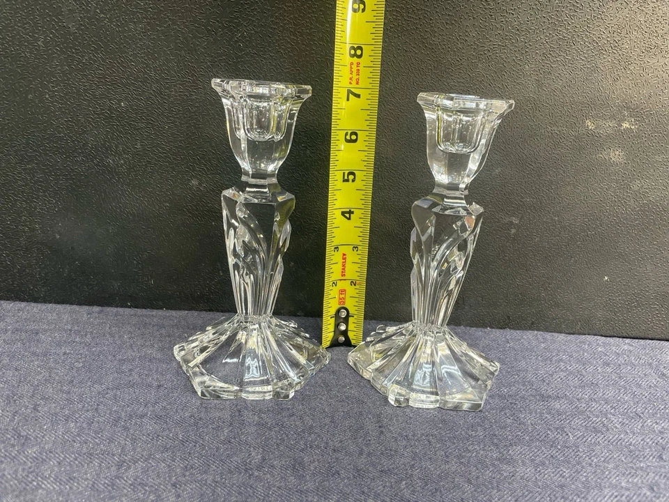 Pair Of Fifth Avenue Crystal Palisades 7” Candle Holder Candlesticks Set of Two - Image 2 of 4