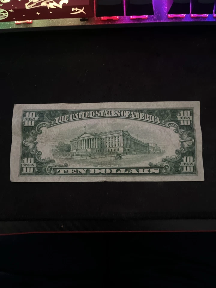 1950 Series B $10 Bill Federal Reserve Note. Fantastic Condition. A08830498C. - Image 2 of 3