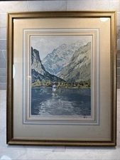 Hans Figura Signed & # Aquatint Etching Pilgrimage Church of St. Bartholomew