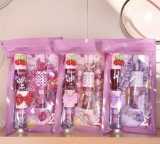 Lip Gloss Set – 3 Pastel Shades in Holographic Pouch | Gift Set for Women