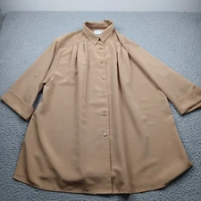 CST Studio Top Womens 1X Beige Long Sleeve Button Up Casual