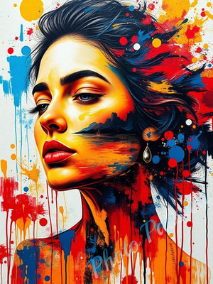 Foto A4 Portrait Frau Street Art Farben Poster Kunstdruck Wandbild (4477)