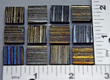 12 PIECES 1/2" x 1/2" TEXTURED BLACK FIBROID UROBOROS 3mm THICK GLASS 90 COE