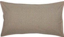 King Pillow Sham Cotton Ticking Stripe Cream/Tan  Gray Farmhouse Sawyer Mill