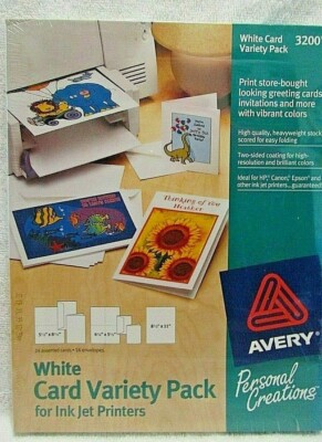 NIB Avery White Card Variety Pack For Ink Jet Printers #3200