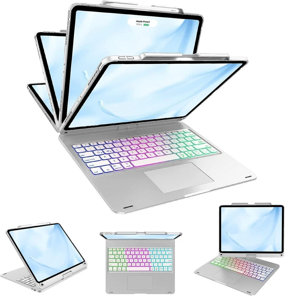 For iPad Pro 12.9 inch 6th/5th/4th/3rd Gen Touchpad Rotate Keyboard Case Cover - Image 3 of 4