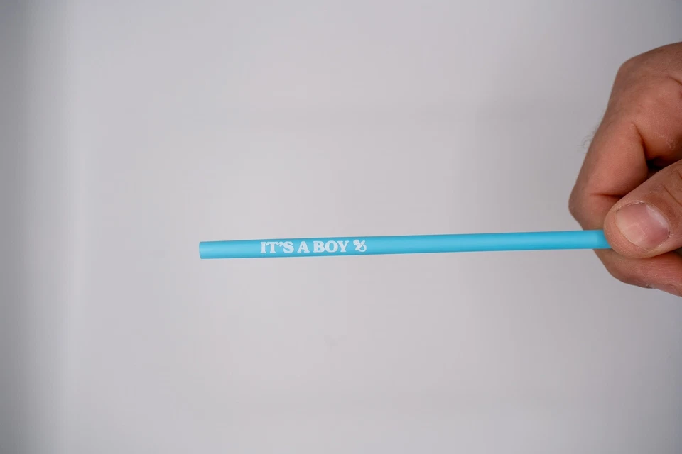 100 pajitas de baby shower, azul claro, niños, 100 % compostables PLA Foto 2 de 3