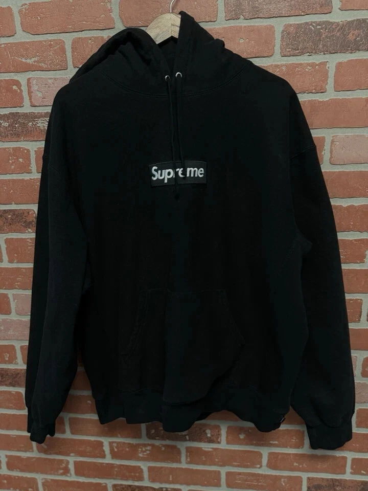 Sweat à capuche noir logo Supreme Box taille XL 100% authentique