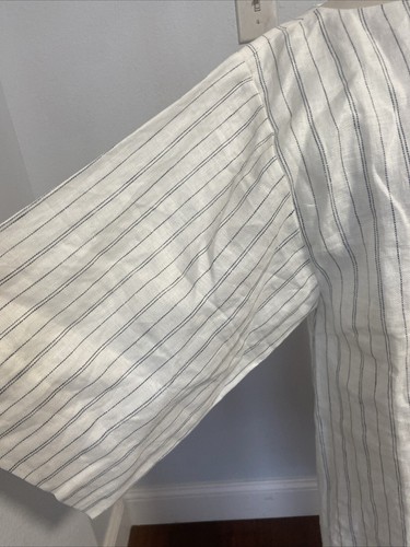 Banana Republic Mini Dress Womens 6 Ella Linen Stripe Wide Sleeve Vacation - Picture 6 of 12