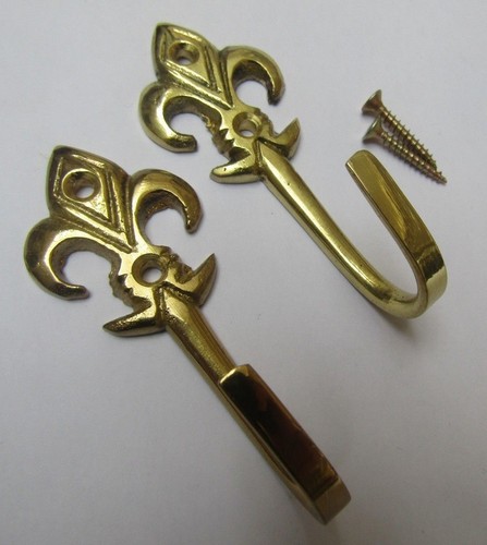Solid brass 2 X CURTAIN TIE BACK HOOKS HOLD BACKS SCREW IN METAL TASSEL HOOK - Picture 13 of 19