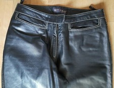 Damen Echtleder-Hose -/jeans von Ricano Gr. M (ca. 40) schwarz beige Ziernähten